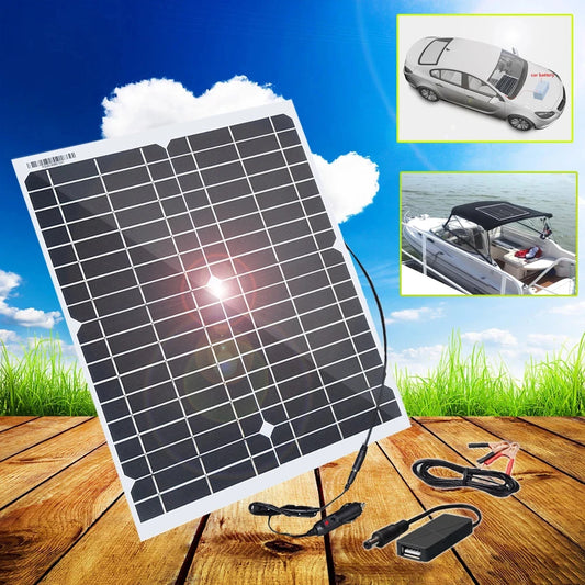 Flexible Solar Panel 12v 20W Solar Cell Phone Battery Charger Kit Complete Photovoltaic for Car RV Boat Energy Outdoor Camping