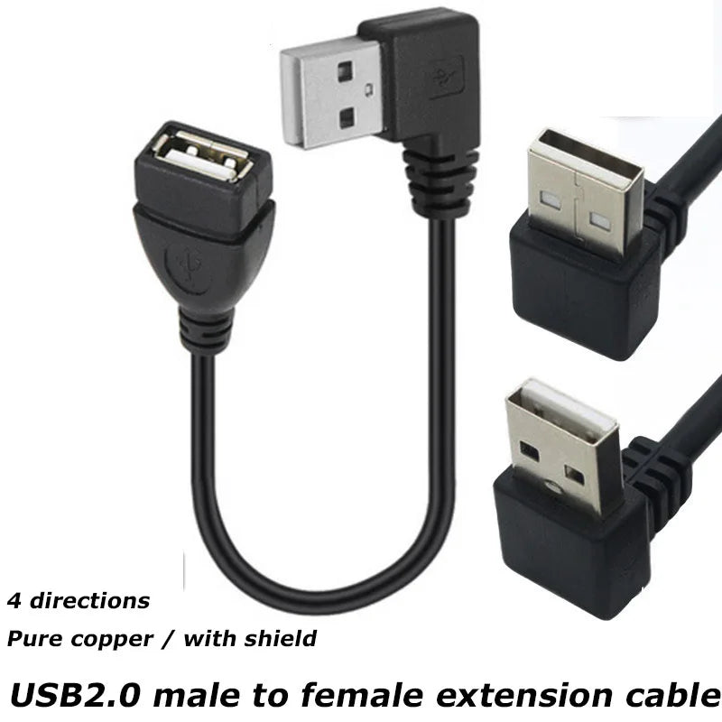 1PCS 30CM 90 Degree USB 3.0/2.0 Male to Female Adapter Cable Angle Extension Extender 5Gbps Fast Transmission Left/Right/Up/Down