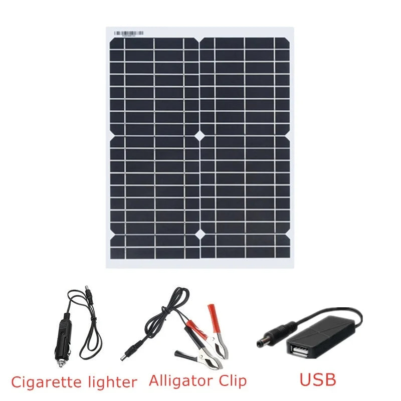 Flexible Solar Panel 12v 20W Solar Cell Phone Battery Charger Kit Complete Photovoltaic for Car RV Boat Energy Outdoor Camping