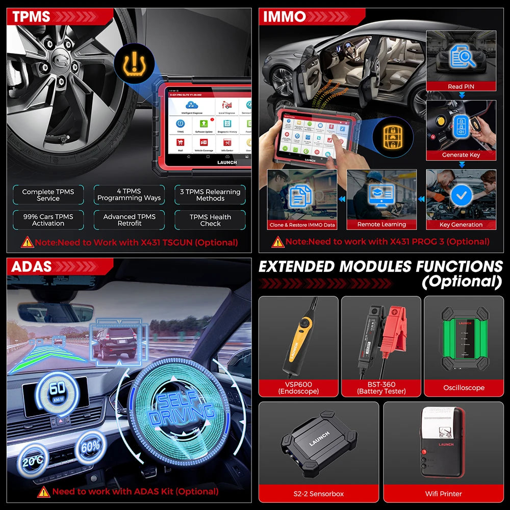 Launch X431 PRO ELITE Auto Full System Car Diagnostic Tools Key Program CAN FD Online ECU Programming Coding Active Tester OBD2