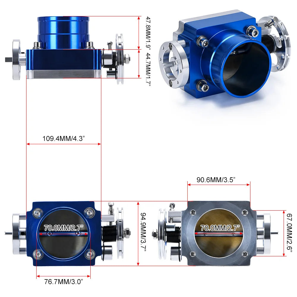 VR - NEW THROTTLE BODY 70MM THROTTLE BODY PERFORMANCE INTAKE MANIFOLD BILLET ALUMINUM HIGH FLOW VR6970